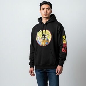 Dragon Ball Z Hoodie Mens XXL 2XL Black Goku Anime Sweatshirt Graphic NEW